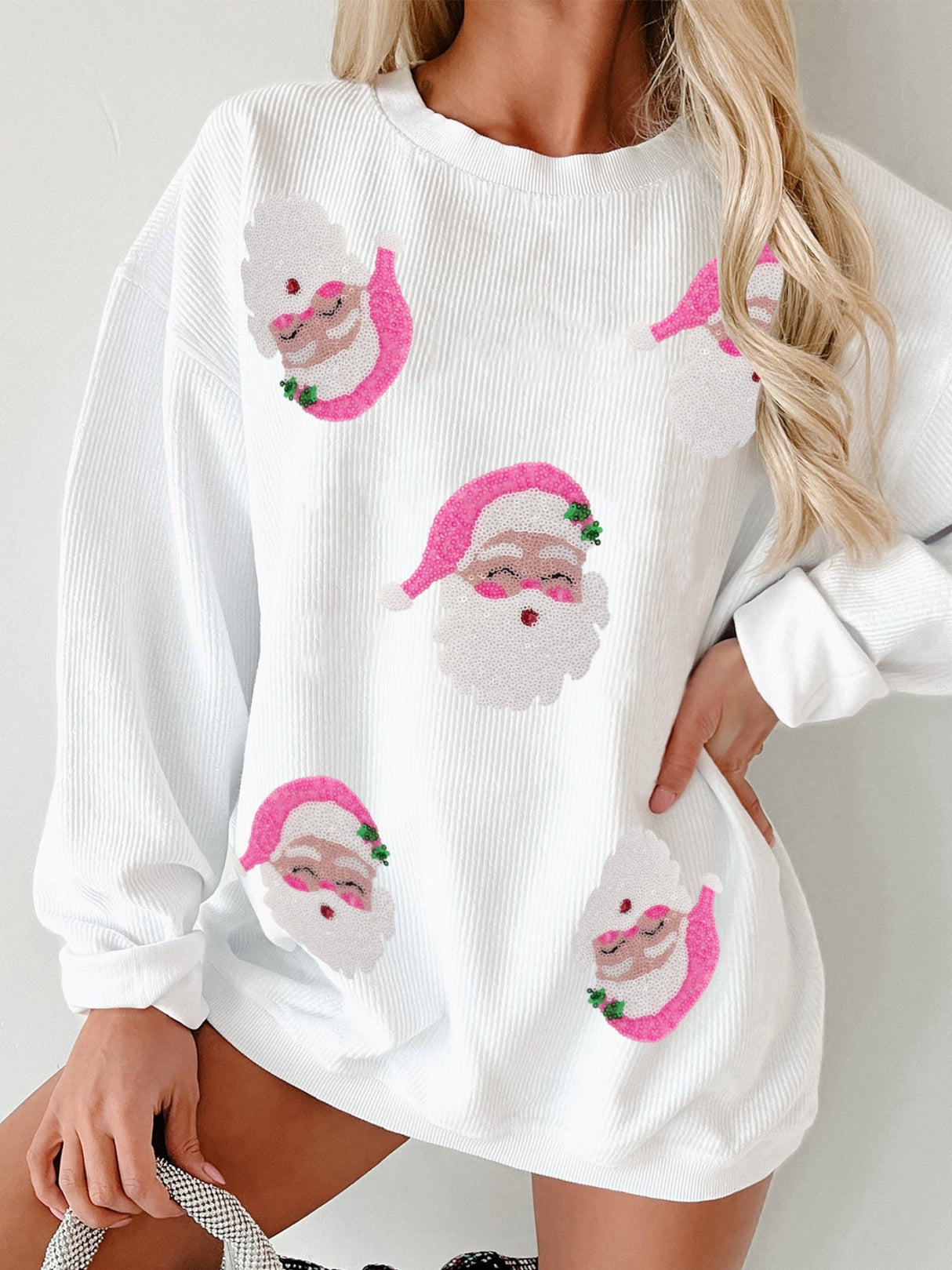 Christmas Sequins And Glitter Santa Claus Sweatshirts&Hoodies