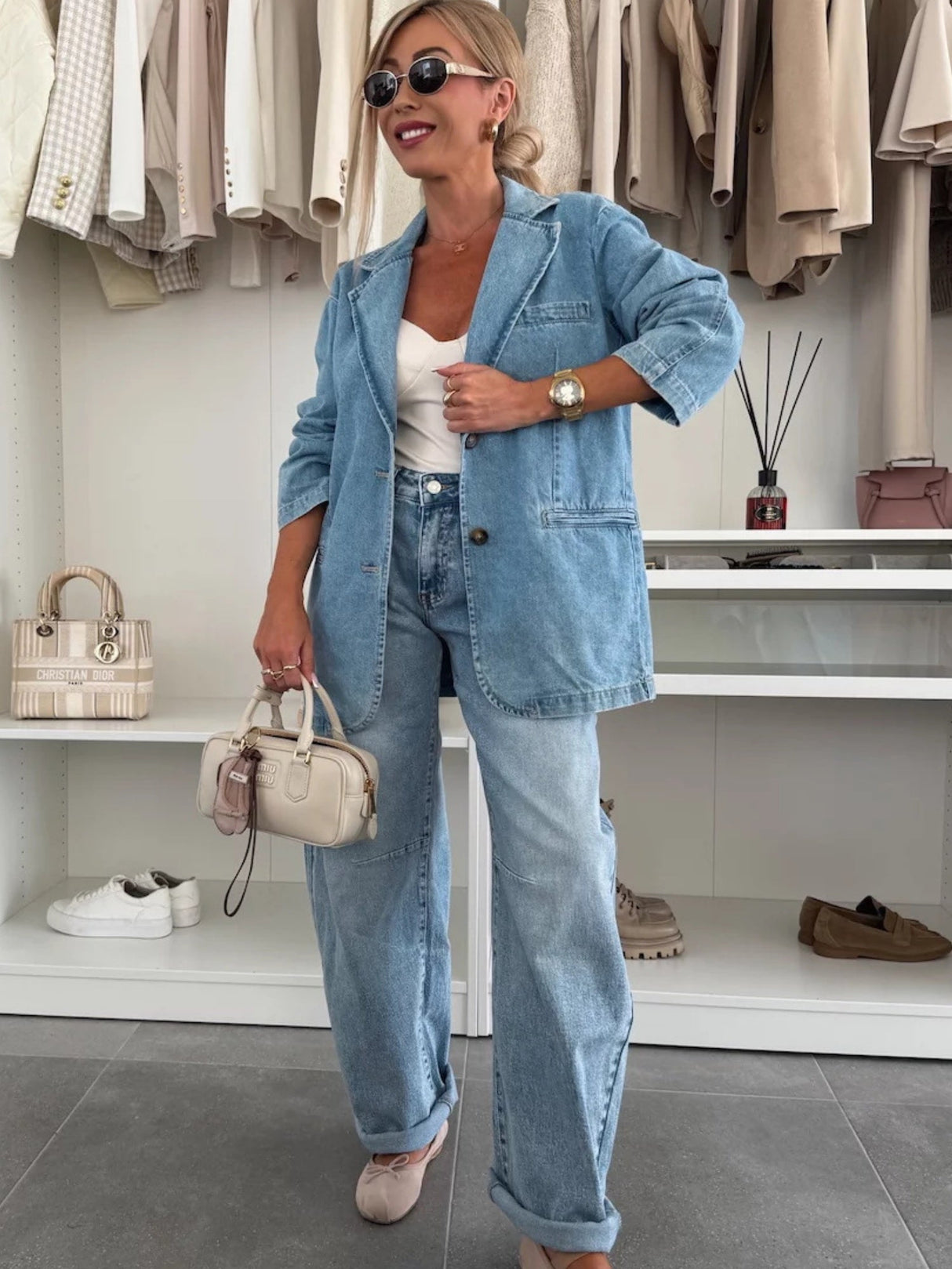 Lapel Buttons Loose Denim Jacket