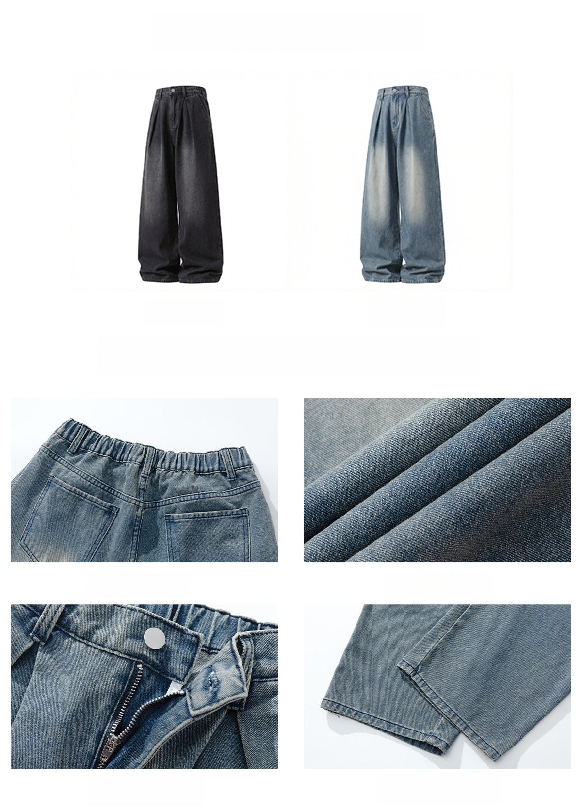 Distressed Washed Loose-fit Straight-fit Jeans