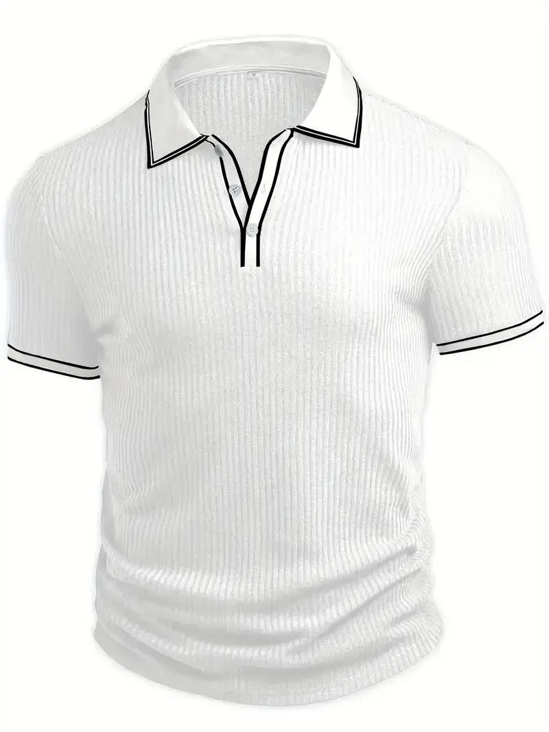 Color Matching Stripes Polo Shirt