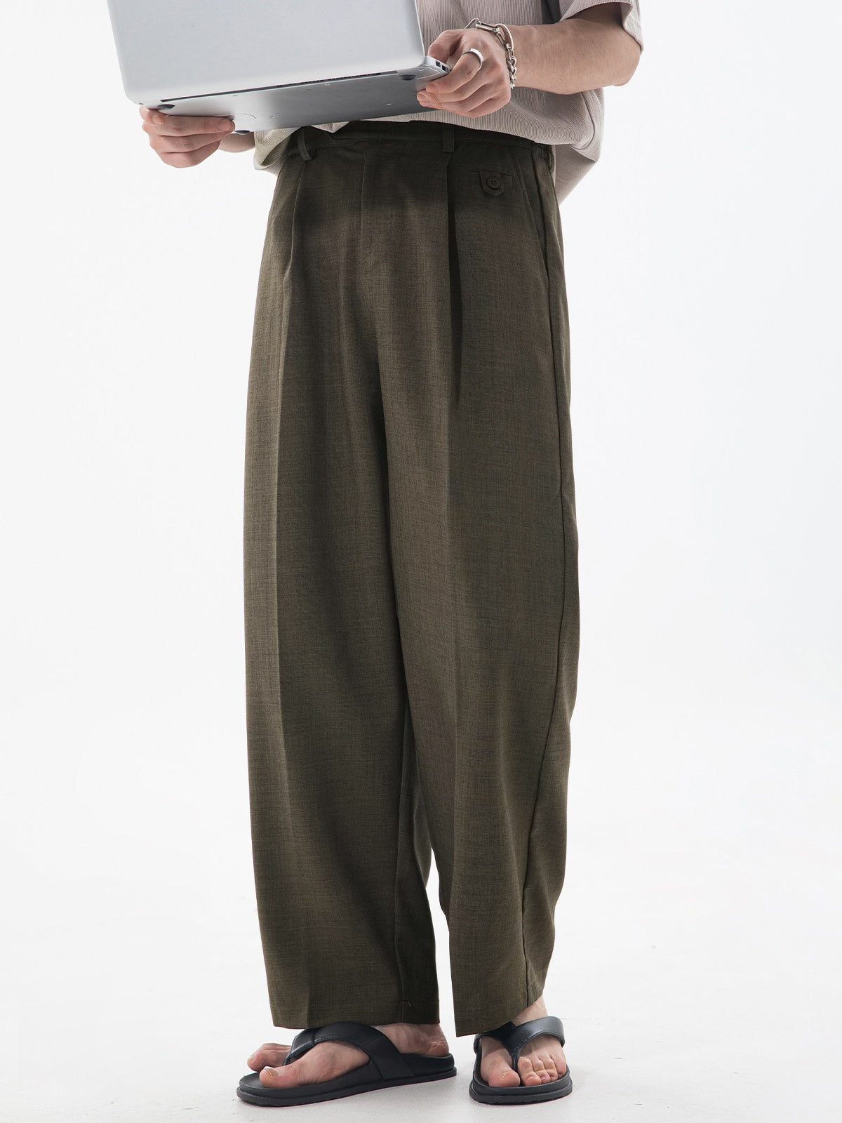 Gathering Old Money Style Nine Points Dress Pants Pants