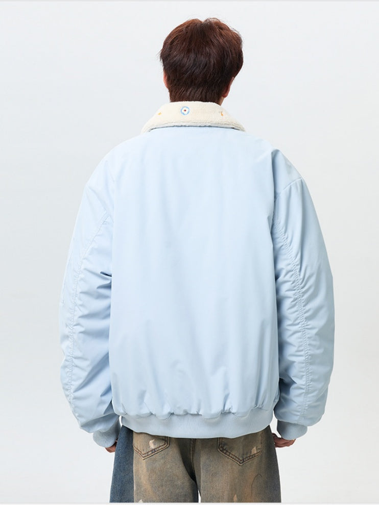 Lapel Embroidery Black Flight Jackets