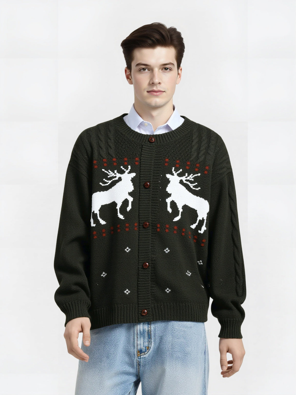 Christmas Retro Elk Jacquard Sweaters Cardigan