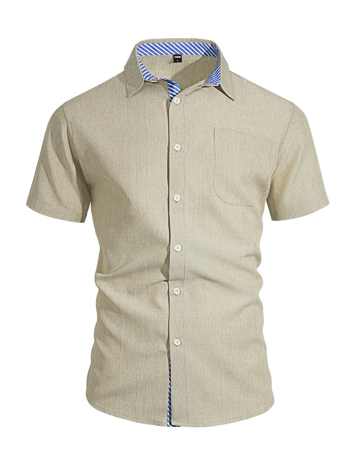 Cotton And Linen Color-blocked Shirts
