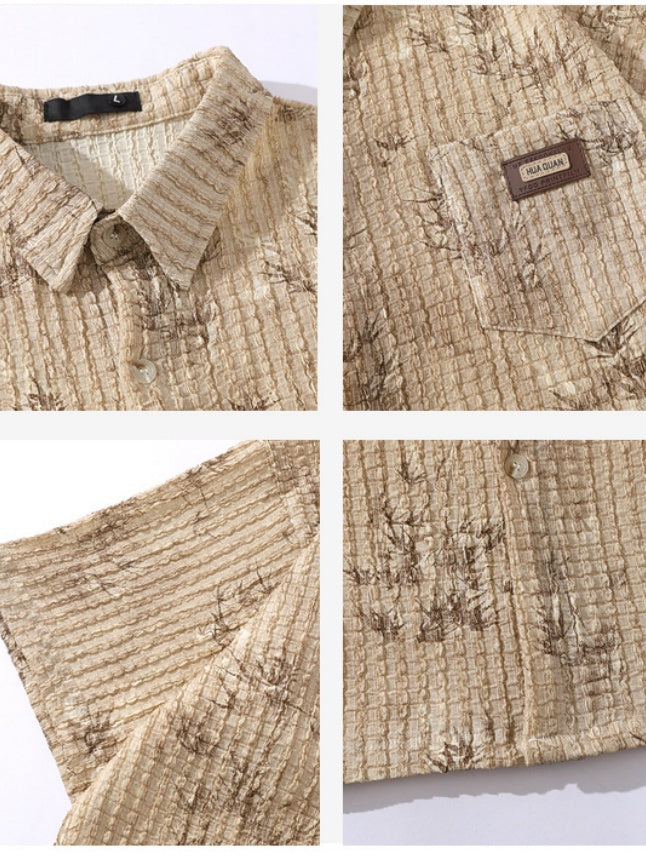 Bamboo Printed Ties Loose-fit Shirts