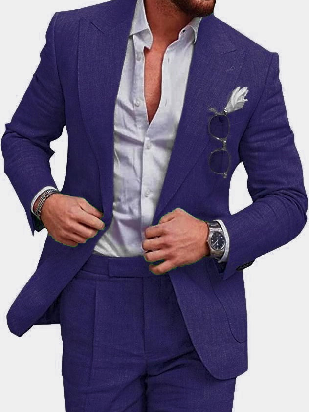 Flax Solid Color Suit Set 2-piece Sets