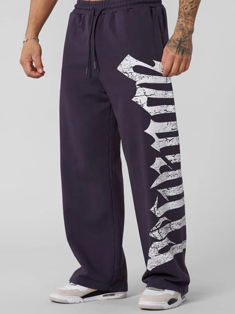 Bodybuilding-Jogginghose mit Print und weitem Bein