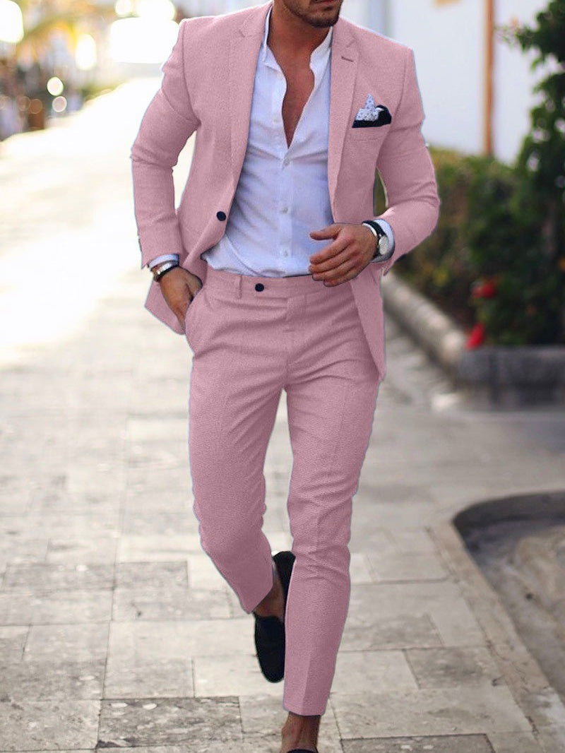 Flax Solid Color Suit Set 2-piece Sets