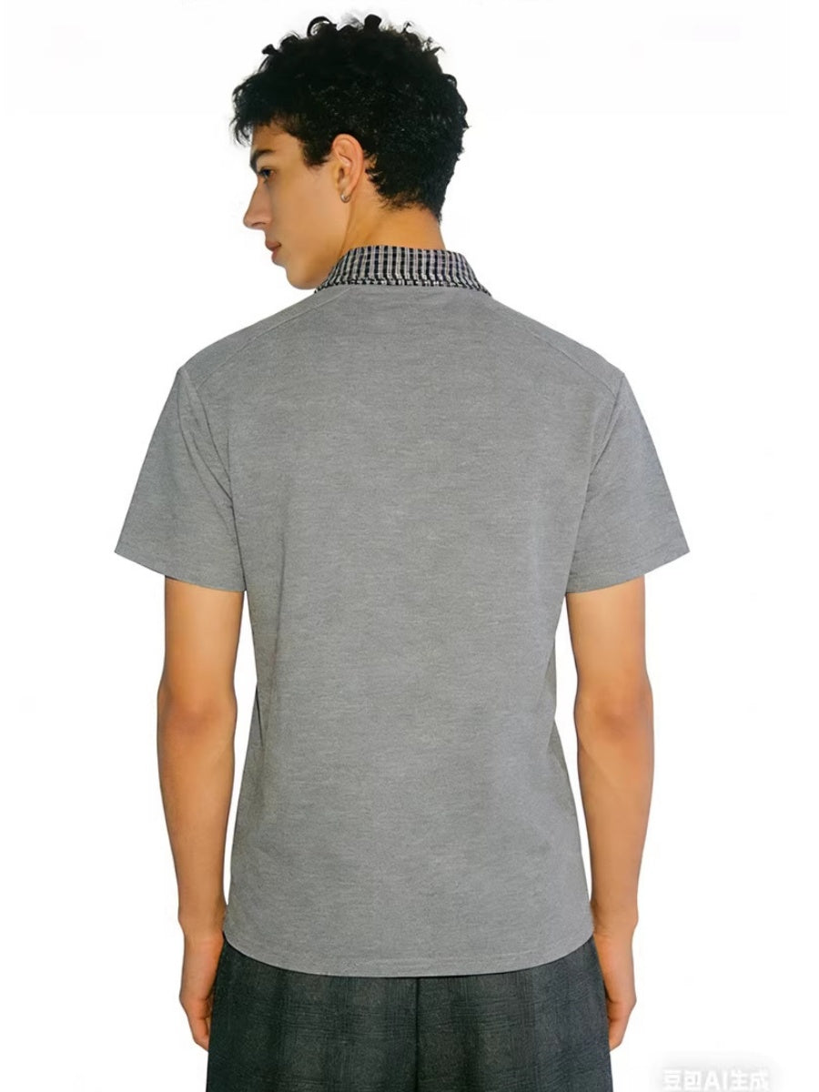 Plaid Beading Anti-wrinkle Cleanfit Polo Shirt