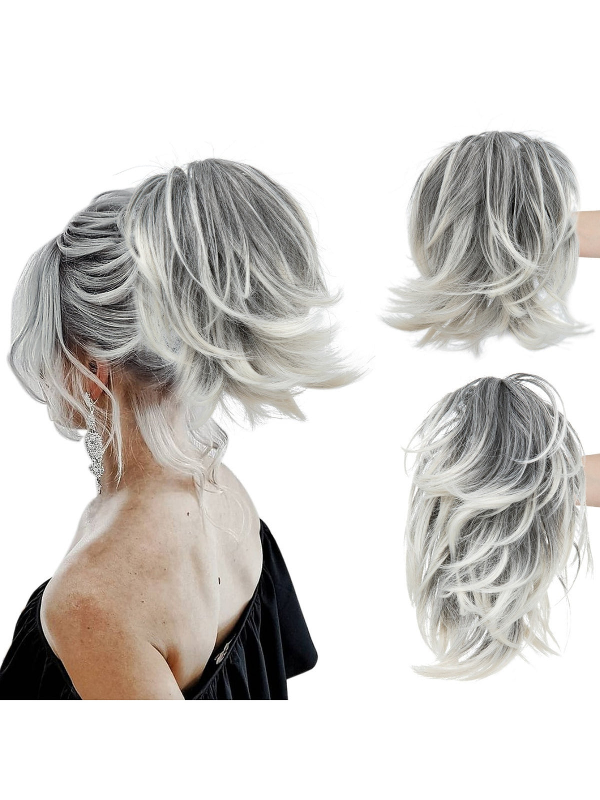 Short, Curled Ponytail Wig With Clip