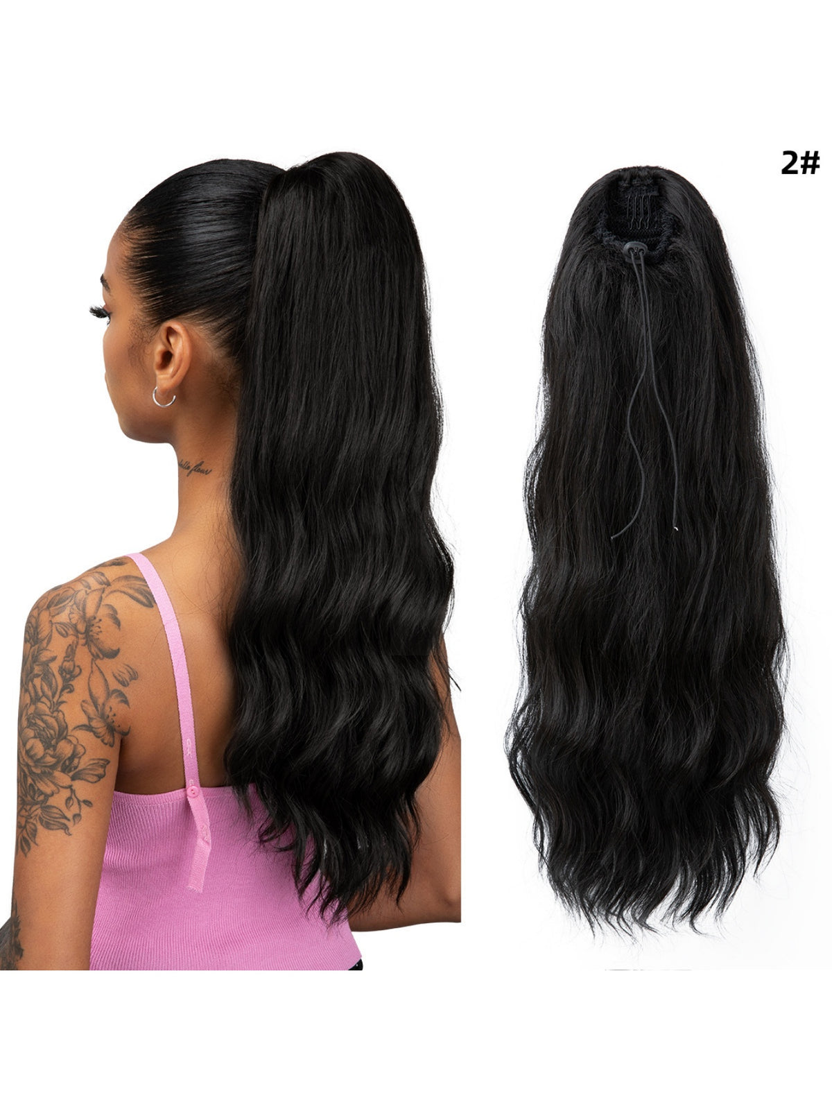 Pull-cord Hair Tie Water Ripple High-temperature Silk Ponytail Wig