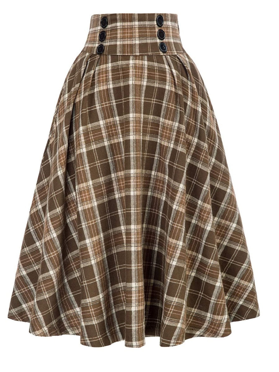 Liber Autumn Women's High waist Plaid Skirts