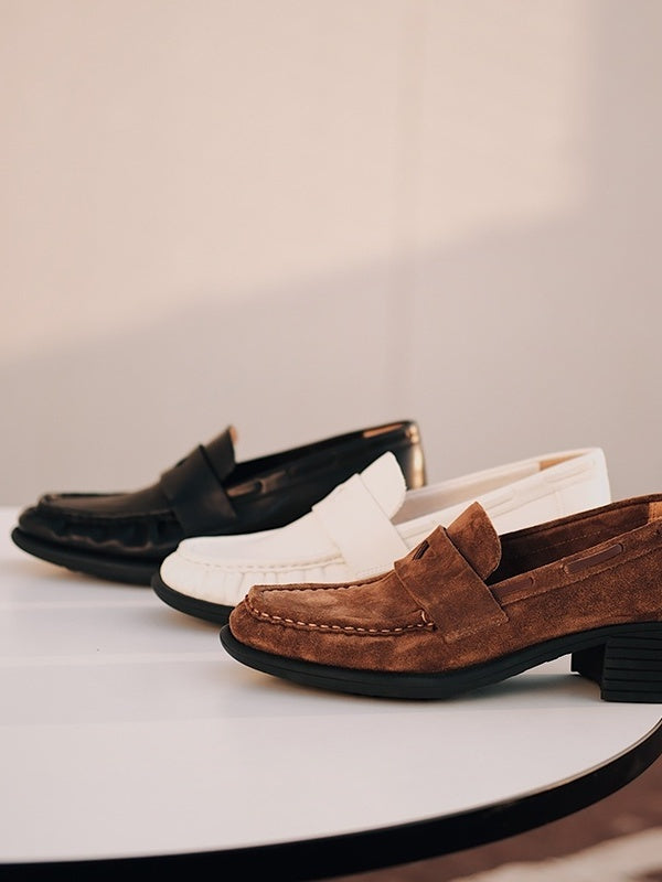BIUCILI Mutual Performance Chic, Versatile, Elegant, Mid-heel Retro Loafers For Petite Women, Chunky Heel, Plus Size.