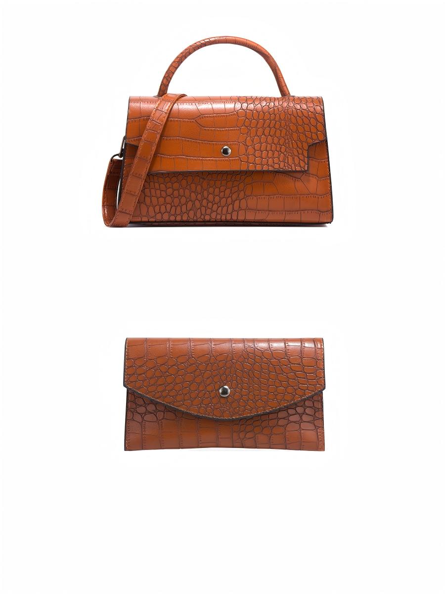 Crocodile-print Handbag 3-piece Set