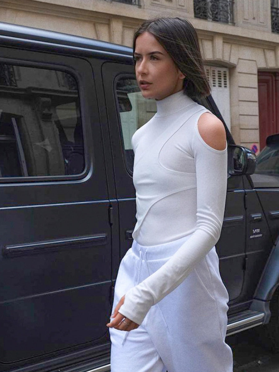 Liber Autumn Women's Splicing Solid Color Bodysuit