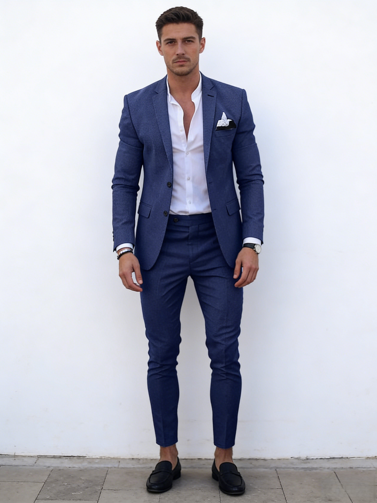 Flax Solid Color Suit Set 2-piece Sets