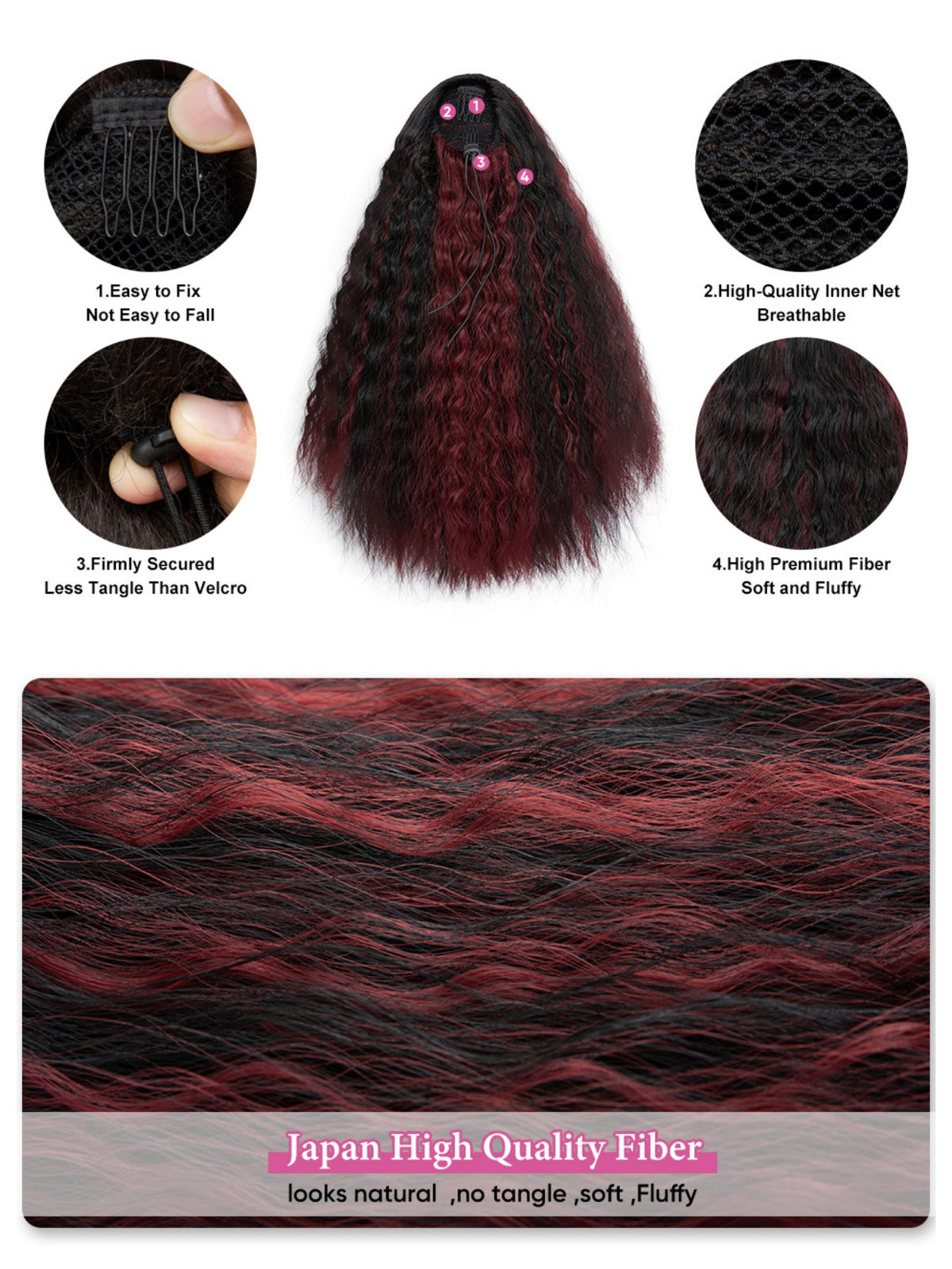 Small Curly Ponytail Synthetic Fiber Drawstring Braid High-temperature Silk Wig
