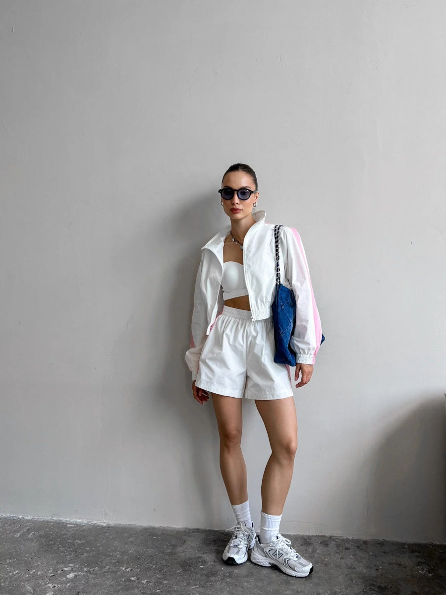 Liber Autumn women's contrast color block jacket long sleeve two piece suit