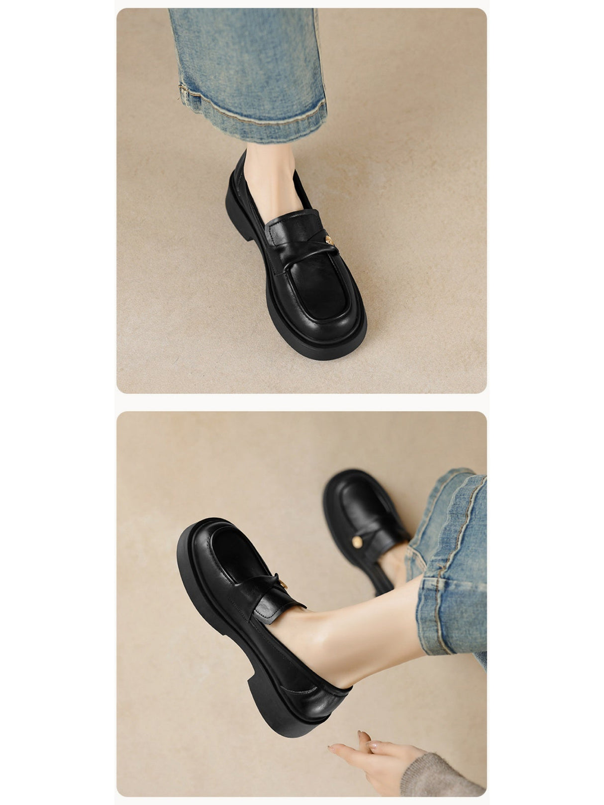 Liber Spring and Autumn Thick-soled Metal Buckle Women's Loafers