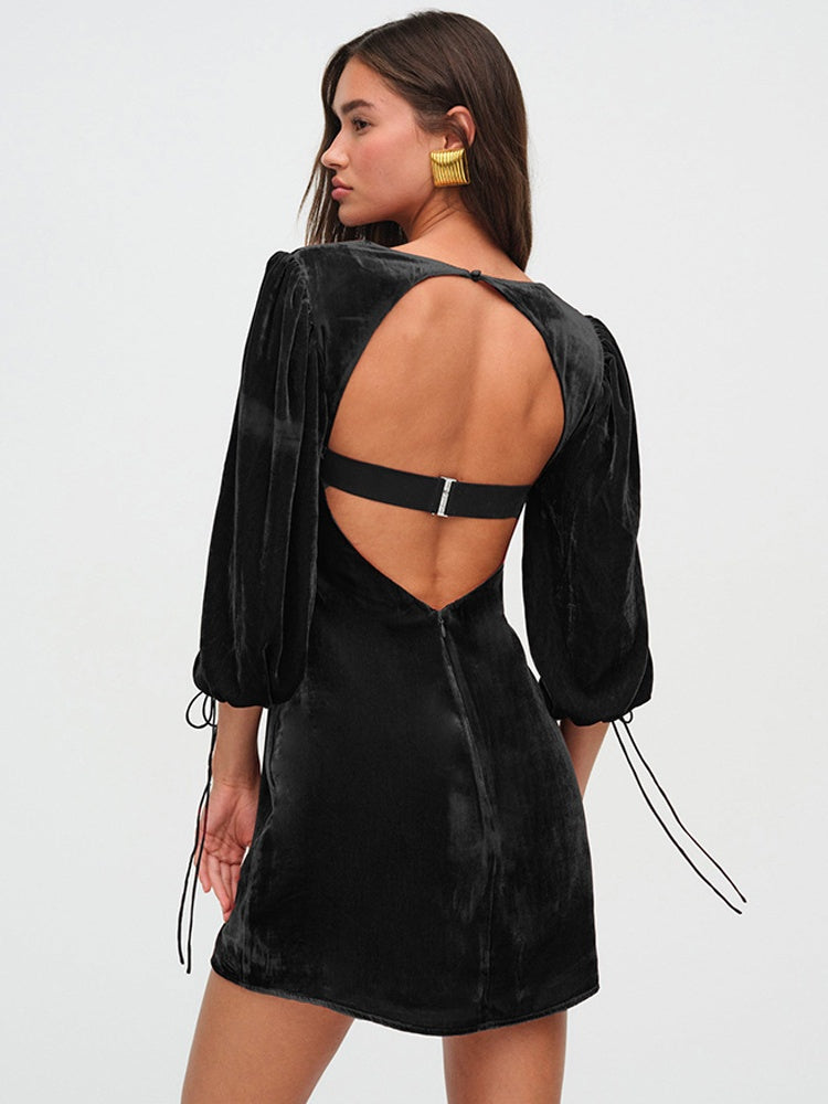 Christmas Cuff Tie Sexy Backless Design Hip Mini&Short Dresses