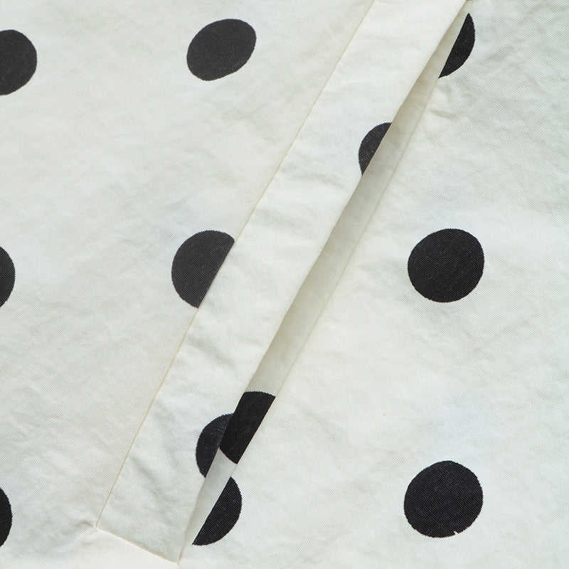 Stand-up Collar Drawstring Sweet And Cool Women's Color-blocked Polka Dot Jacket