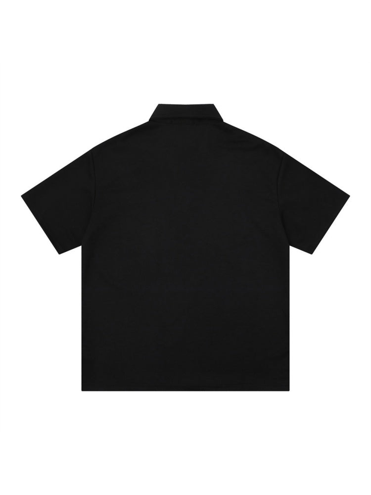 Graffiti Embroidery Letter Loose-fit POLO Shirt