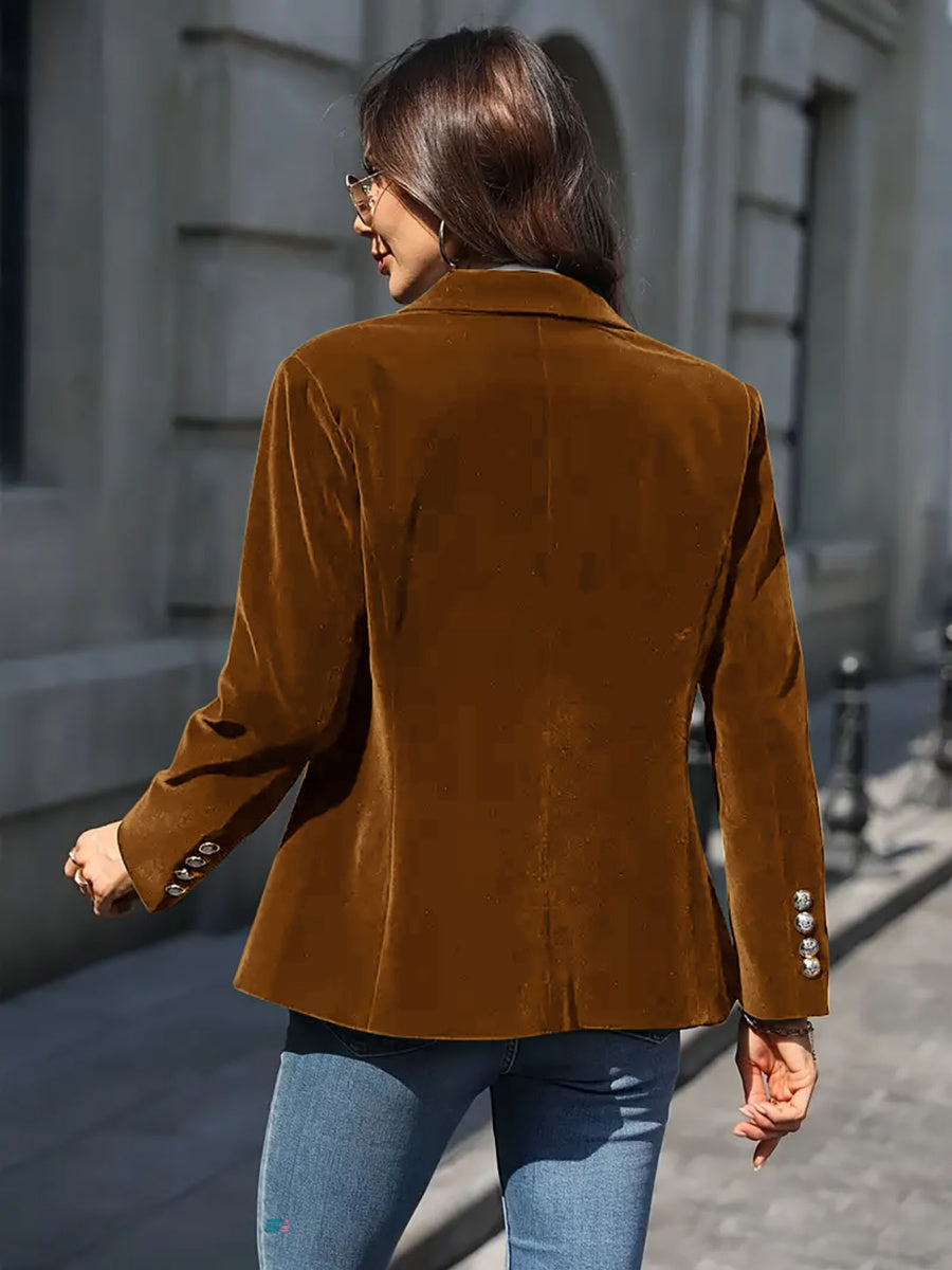 Slim Velvet Buttons Patch Pocket Blazer
