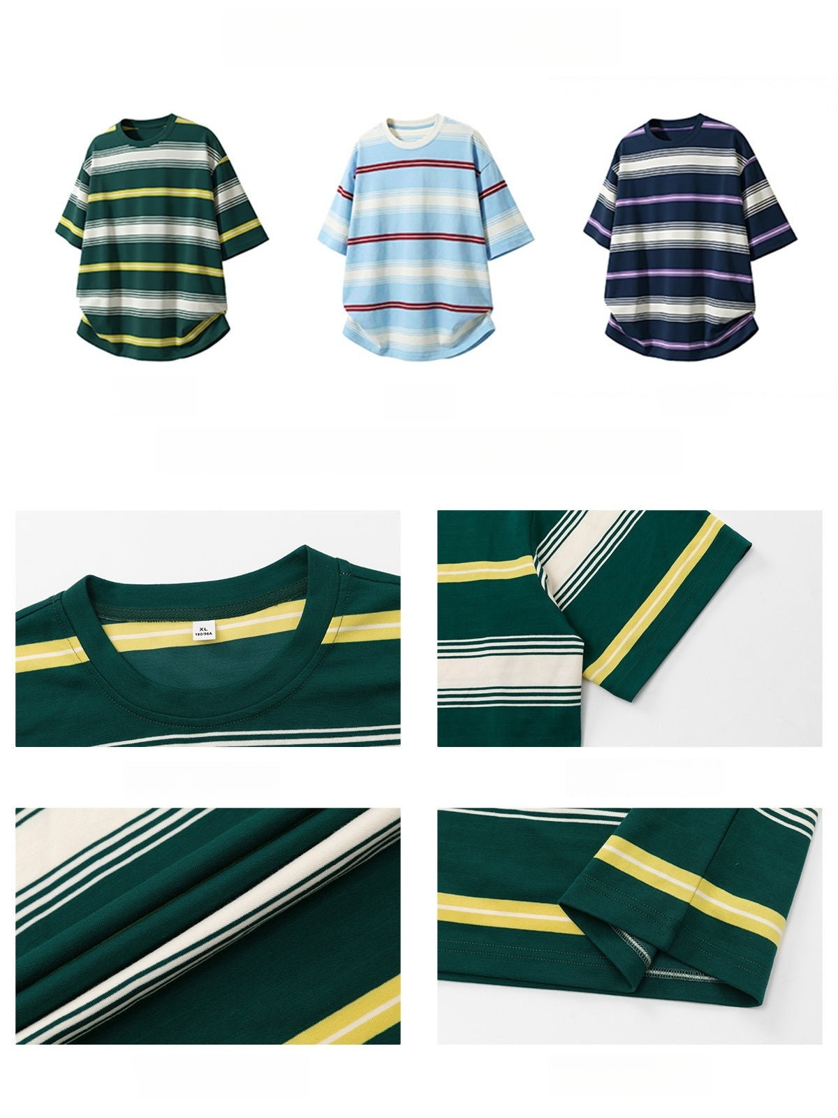 Color-blocked Stripes Loose-fit T-shirts