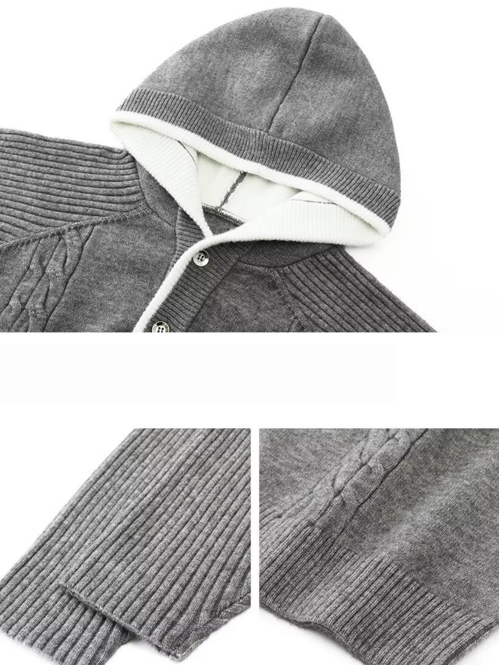Layered-look Hooded Half-zip Color-block Sweater