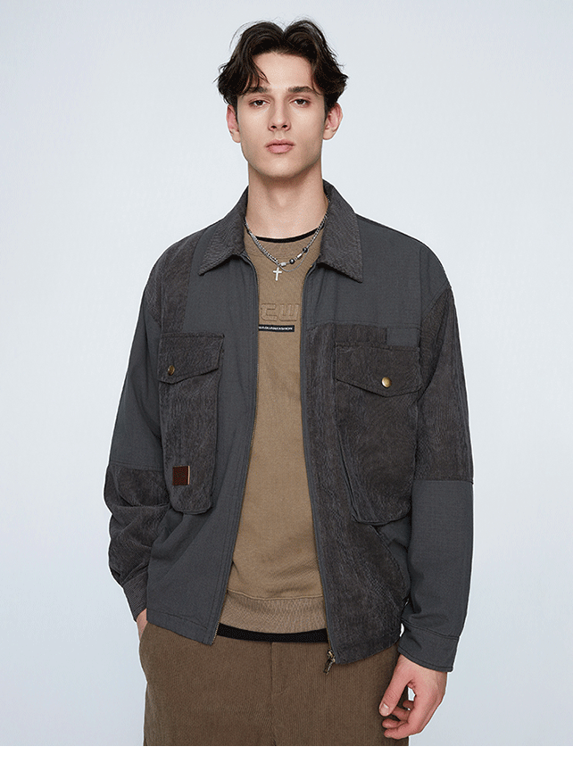 Splicing Contrasting Colors Design Outdoor Leisure All-match Lightweight Work Jacket