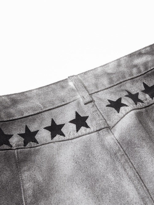Post-apocalyptic Heavy Industry Distressed Wide-leg Punk Letter Printed Straight-fit Cargo Trousers