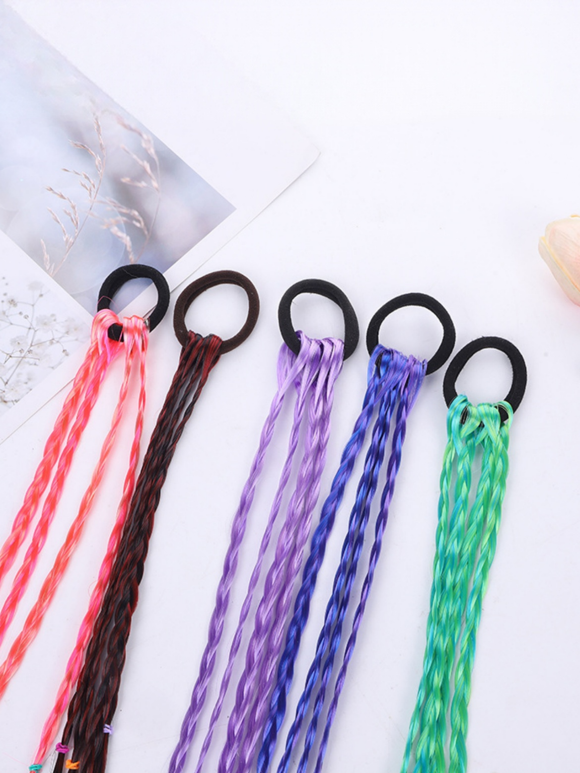 10-piece Set Of Colorful Braided Ponytail Wigs