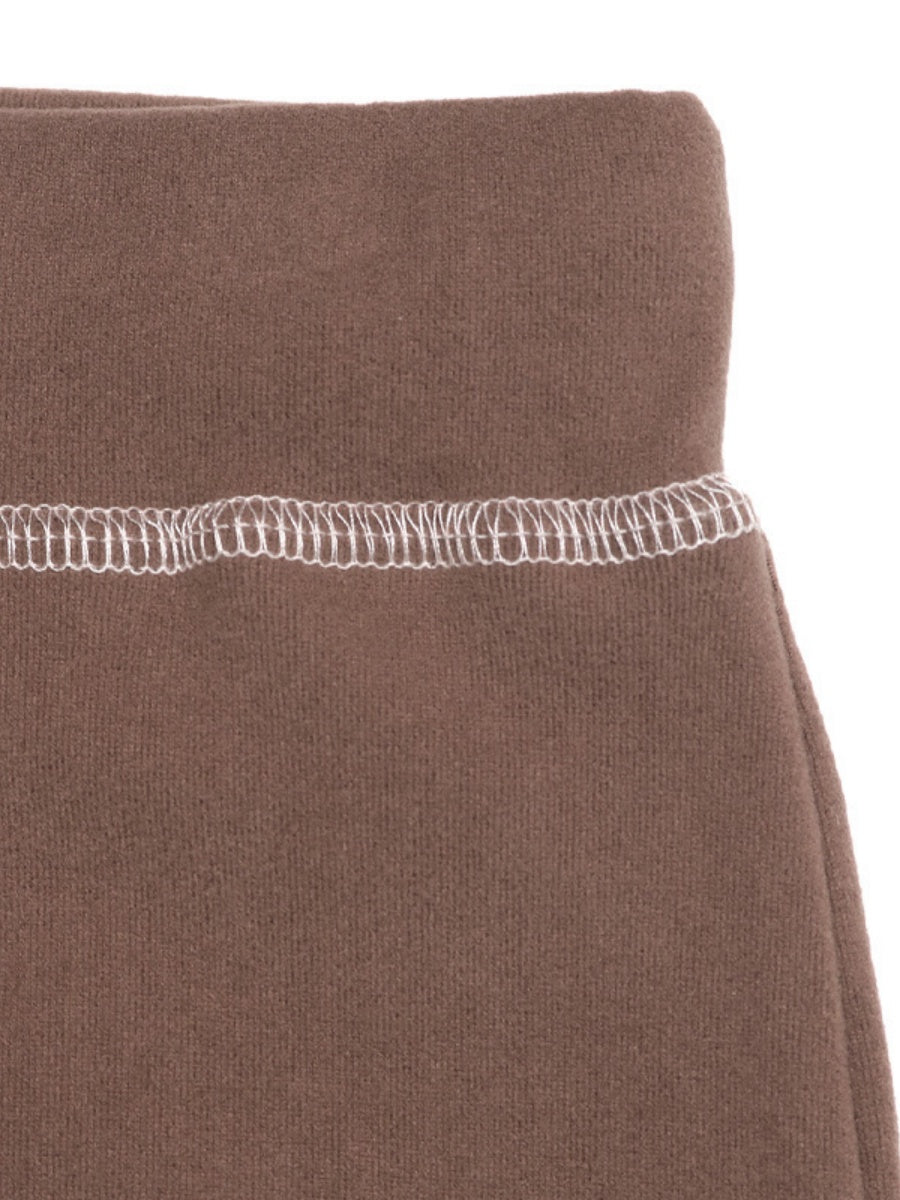 Short Cardigan Coffee brown zipper trousers Knitted two-piece suit