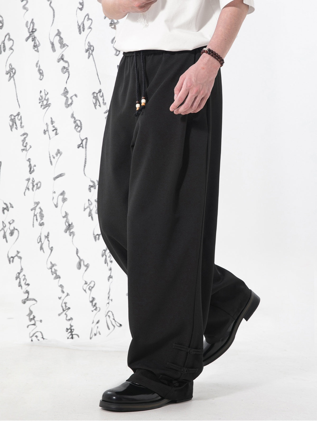 New Chinese Style Chinese Knot Design Loose-fit Pants