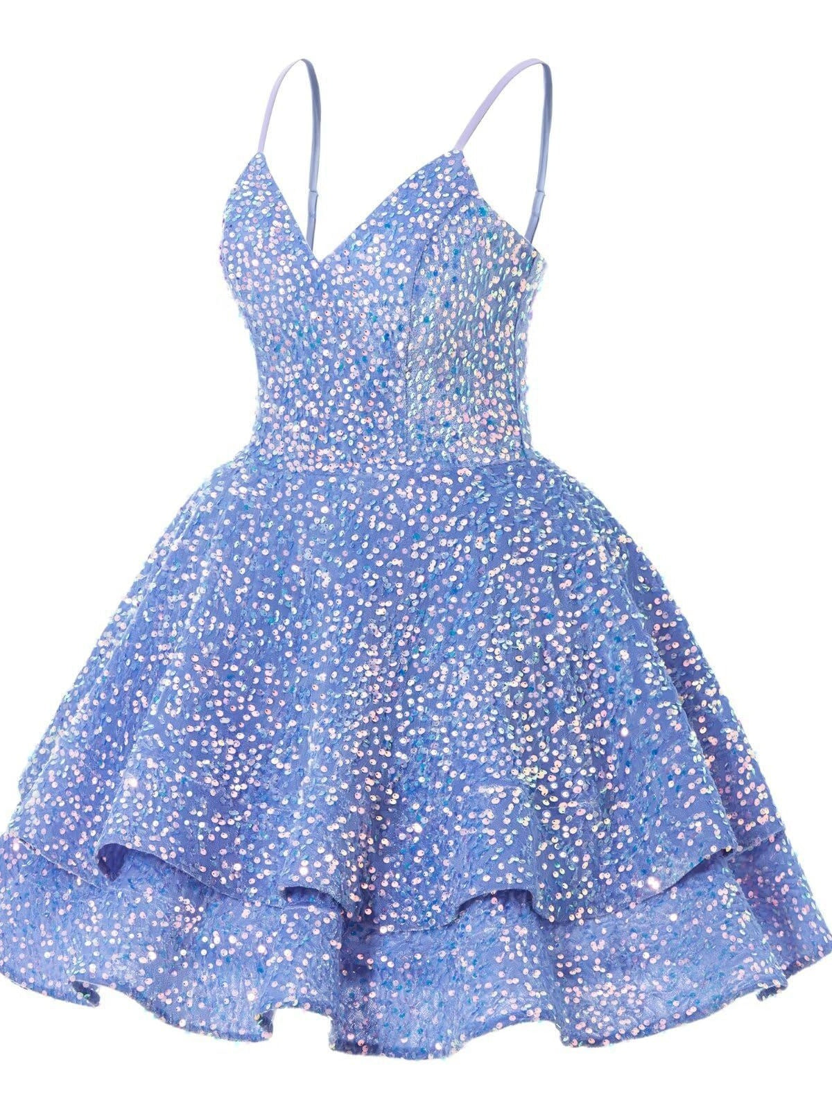 Deep V-neck Sequined Camisole Mini Dress