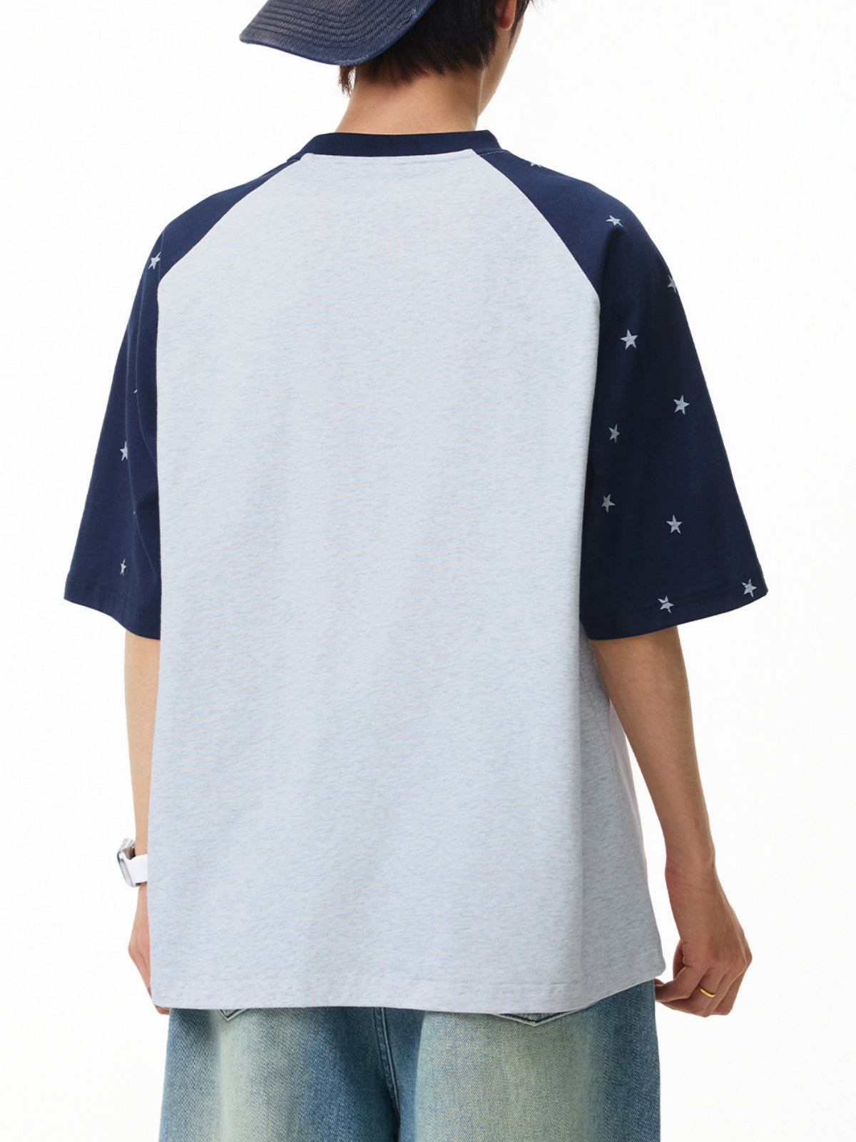 Color-blocked Star Letter Printed T-shirts