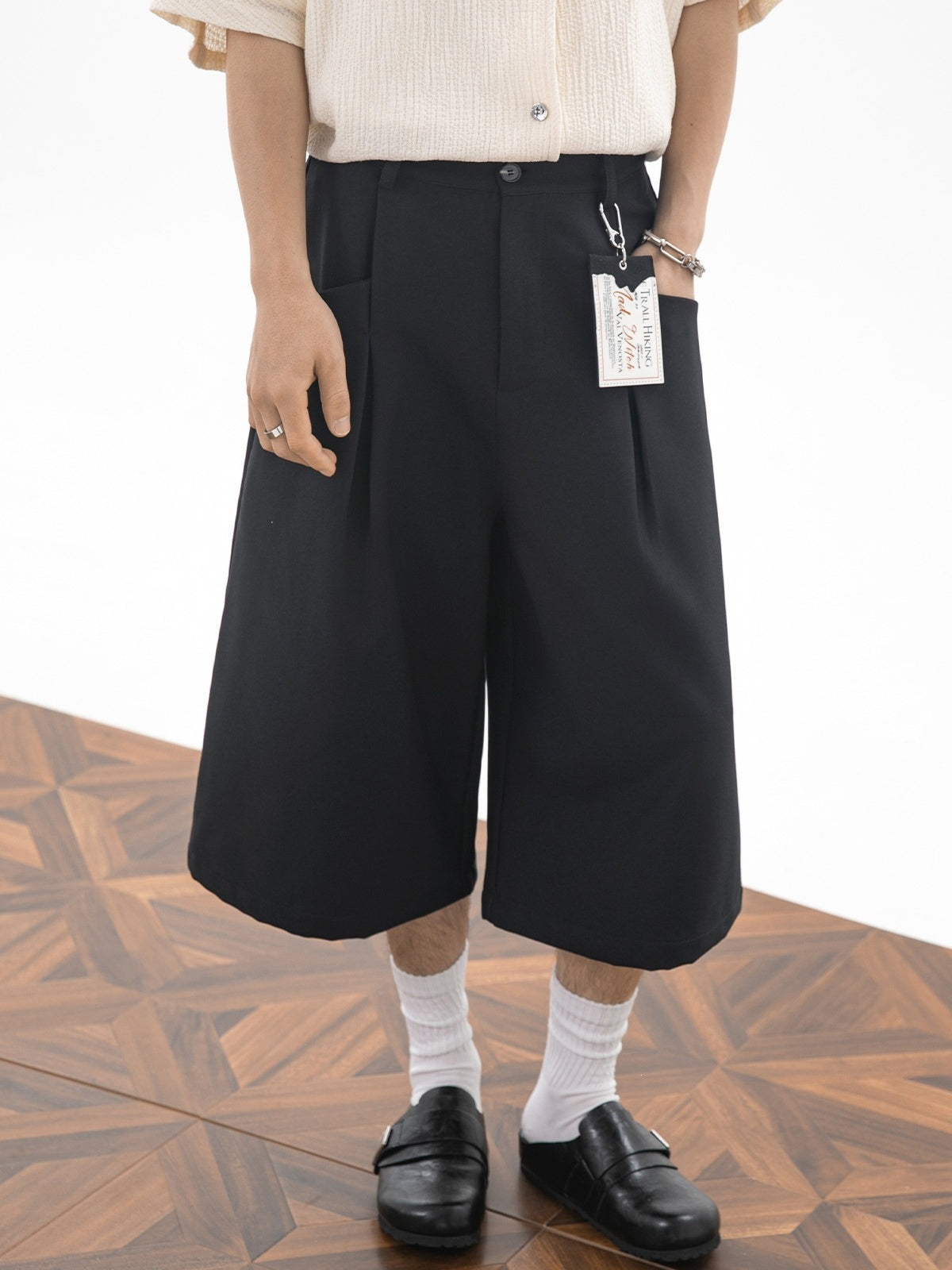 Imitation Linen Loose-fit 7 Points Dress Pants Shorts