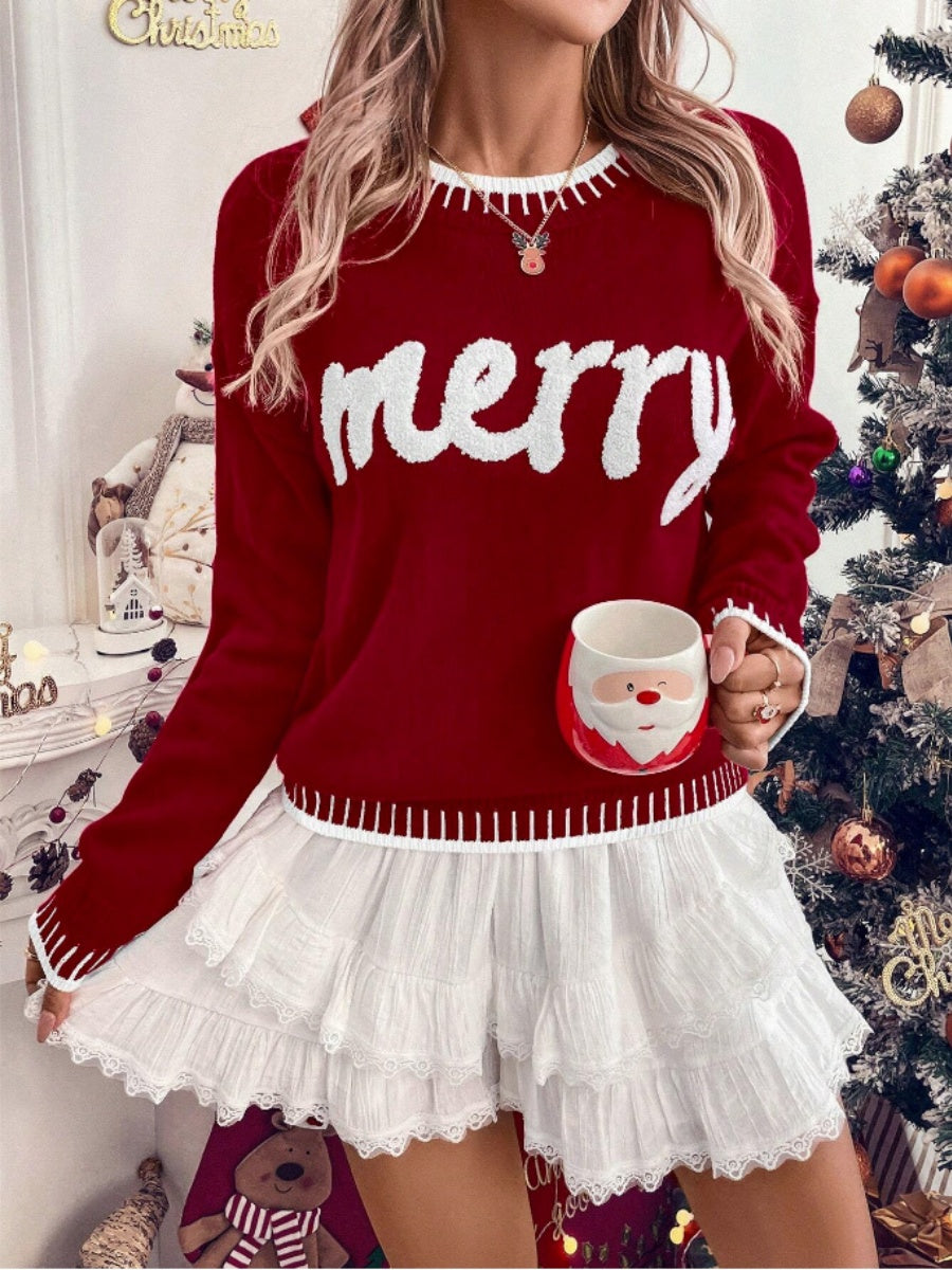 Christmas Letter Crew Neck Sweaters