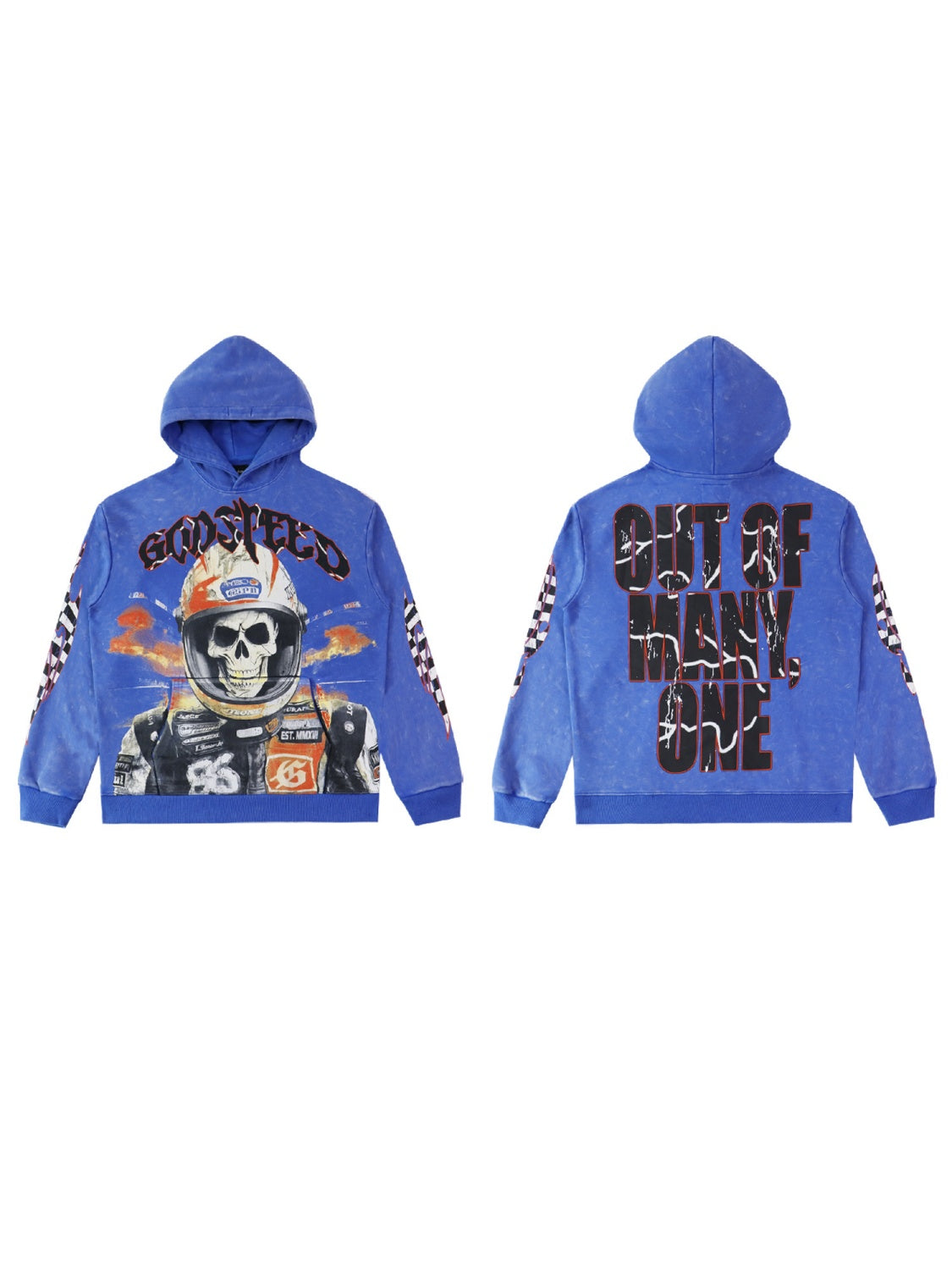 Rock Washed And Aged Skull Print Hoodies