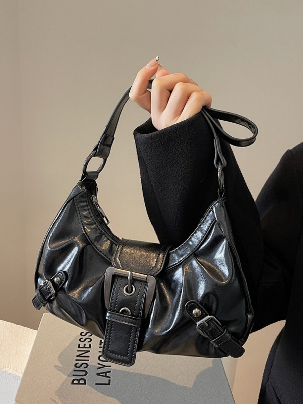 Stylish And Edgy Motorcycle Studded Shoulder Bag