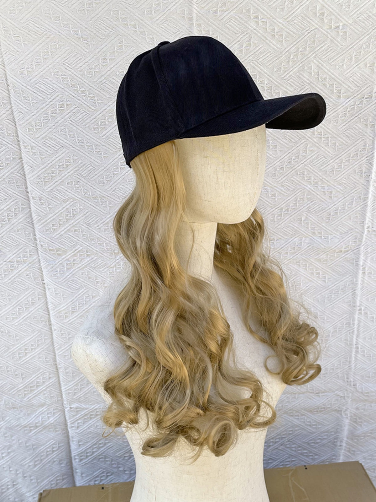 One-piece Baseball Cap Long Wavy Curls Synthetic Colored Wig