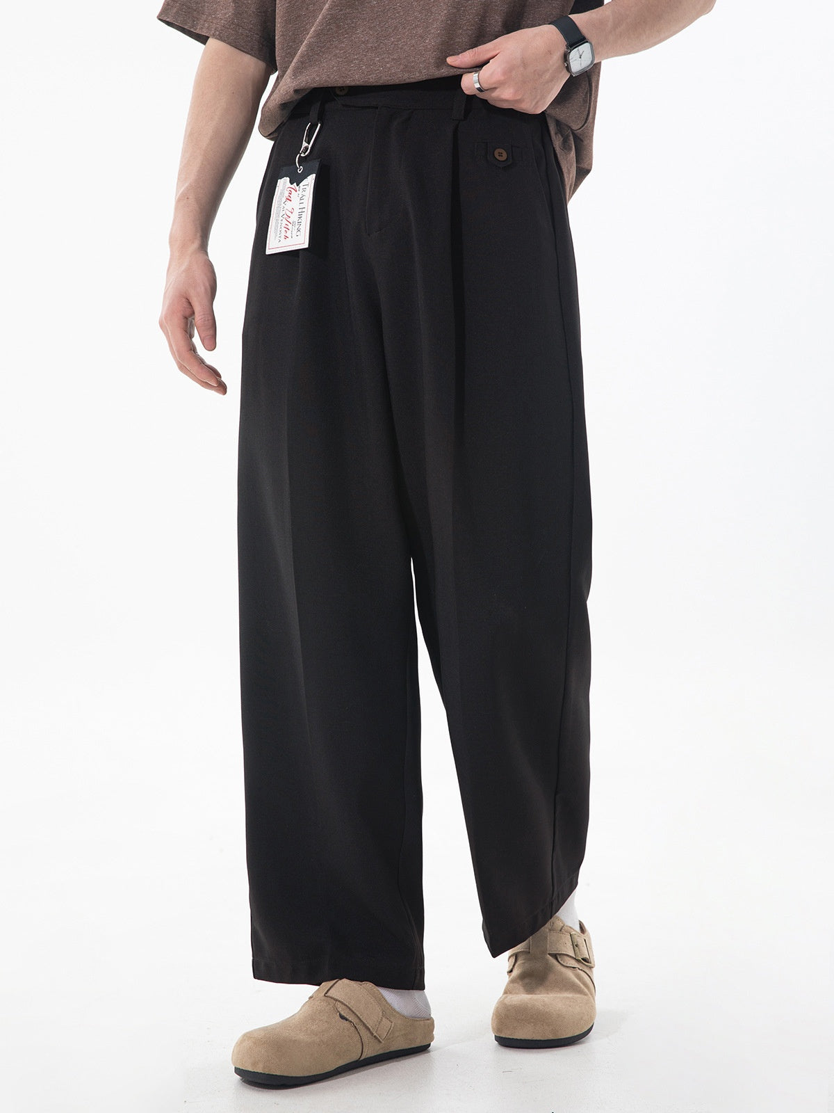 Gathering Old Money Style Nine Points Dress Pants Pants