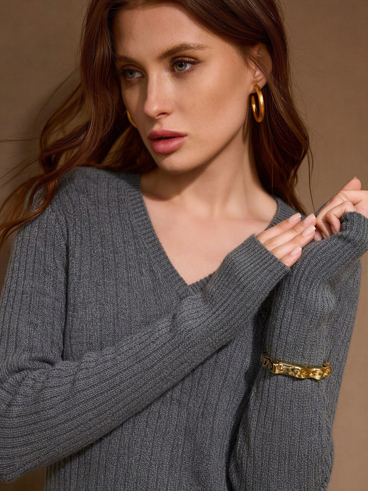 Superfine Merino Wool Cashmere Silk V Pullover Sweater