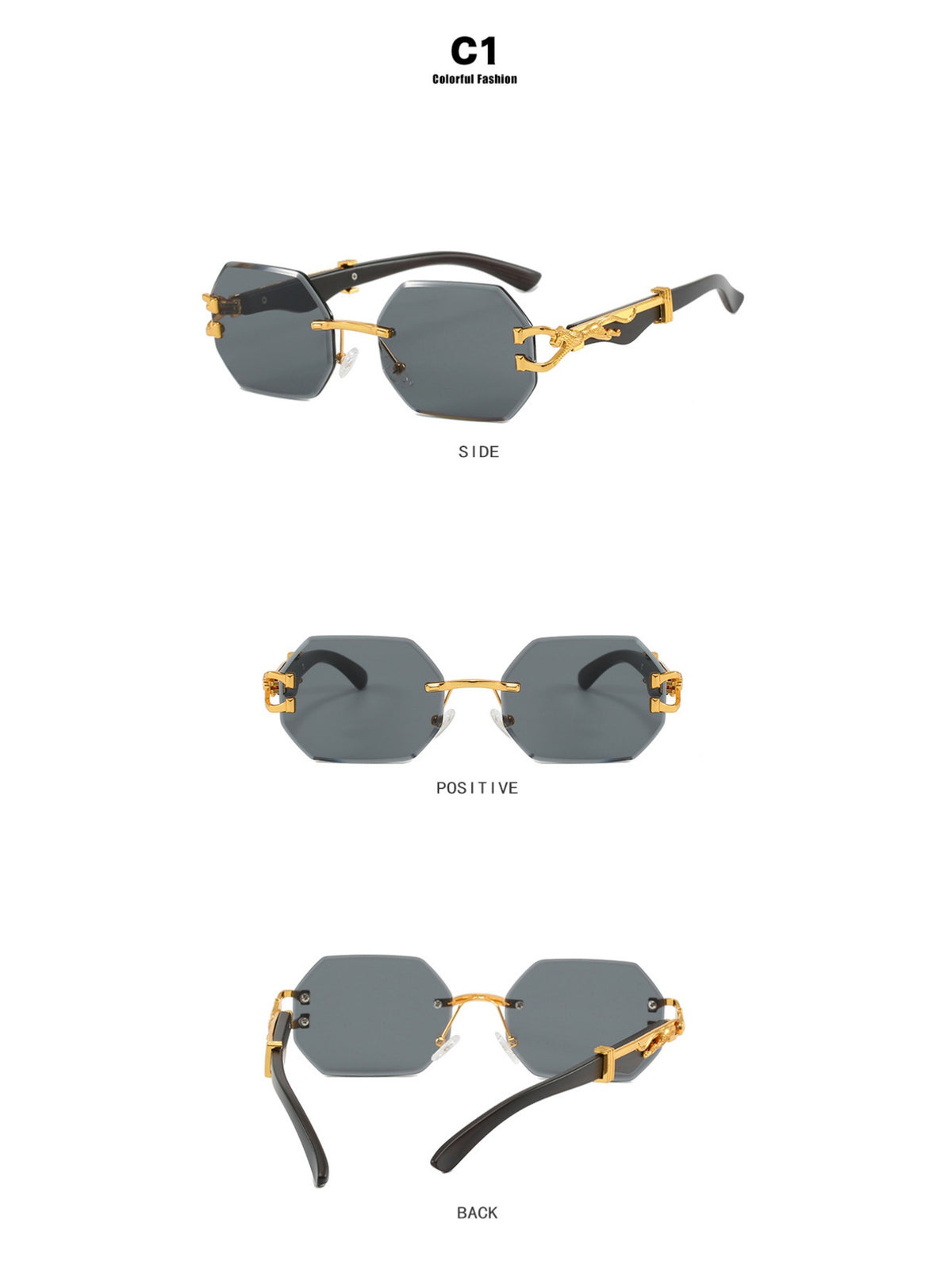 Metal Frameless Polygonal Sunglasses