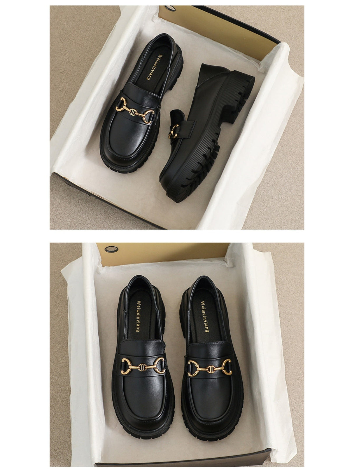 Liber Spring and Autumn Thick-soled Metal Buckle Women's Loafers