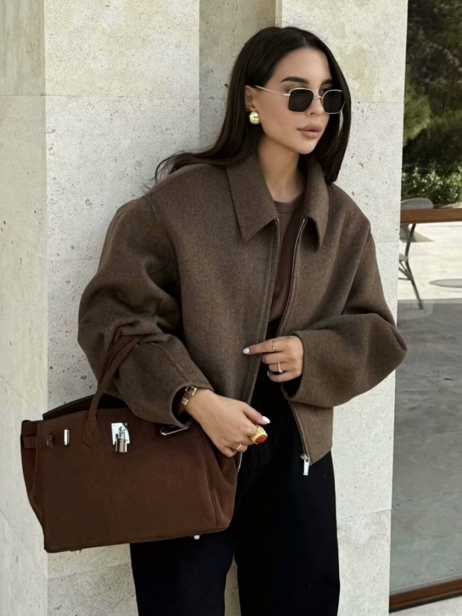 Brown Pocket Long sleeve Jackets