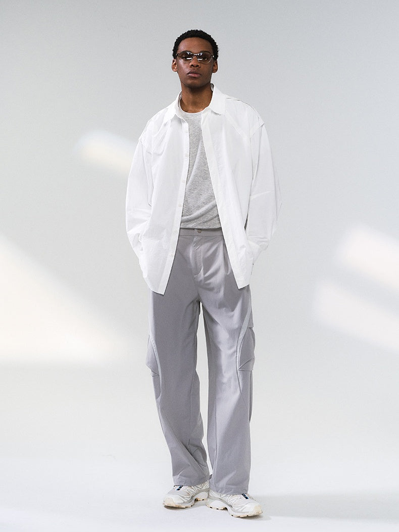 Liber Autumn Neutral wear Color matching Stripes Shirts