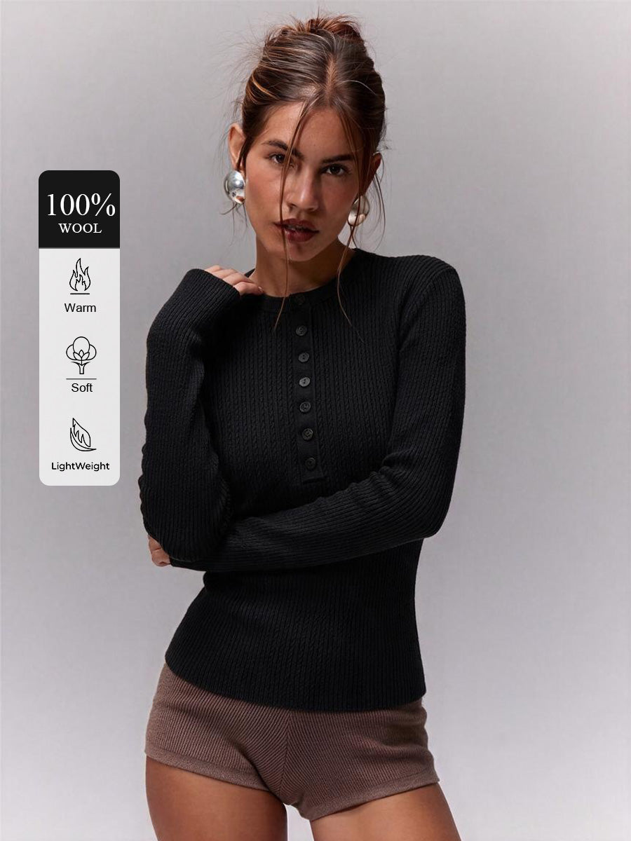 100% Superfine Wool Polo Collar Pullover Sweater