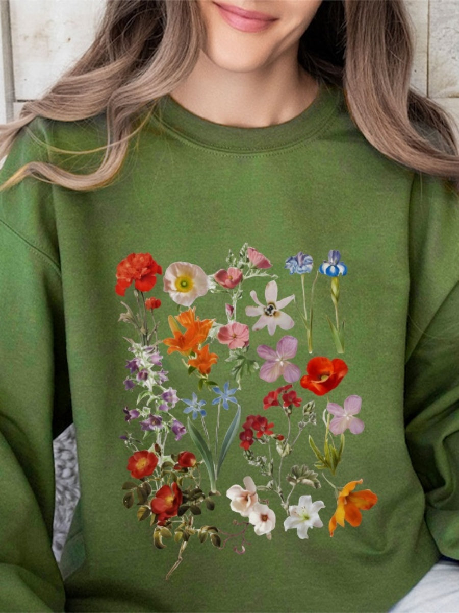 Flower Head Printed Sweatshirt