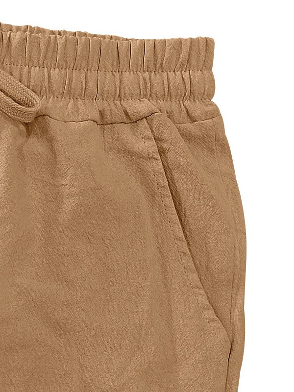 Flax Drawstring Breathable Beach 7 Points Shorts
